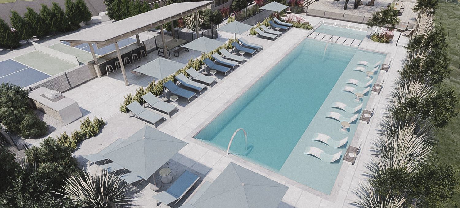 a rendering of a pool and lounge area at The parcHAUS at Firewheel Parkway